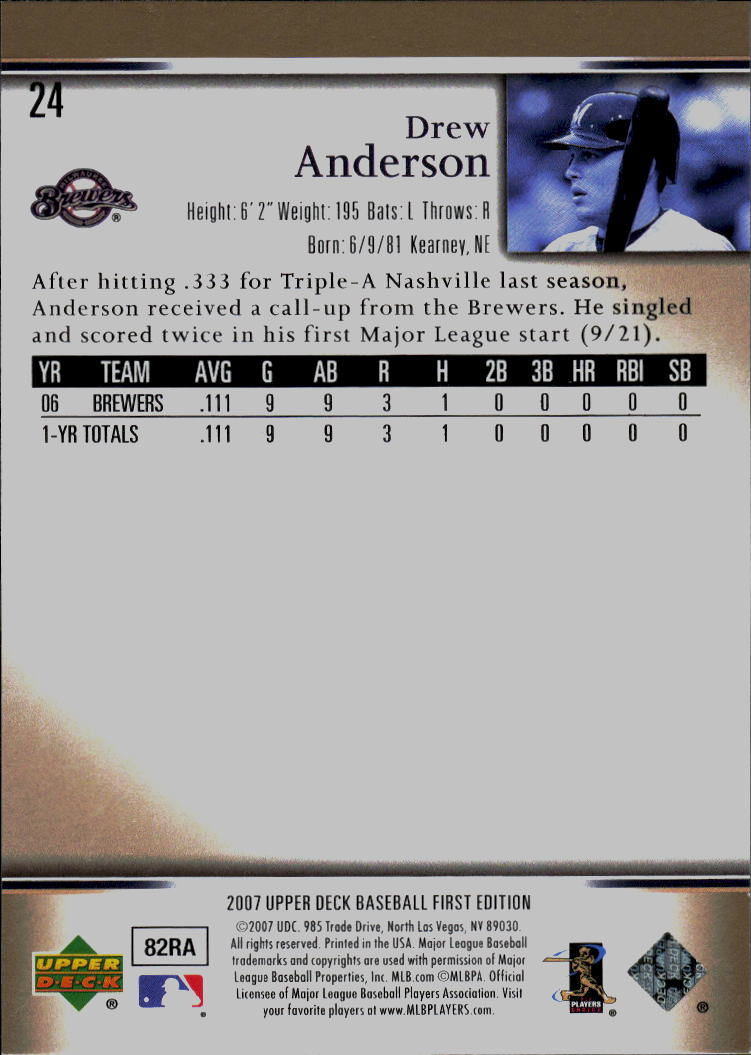 2007 Upper Deck First Edition #24 Drew Anderson
