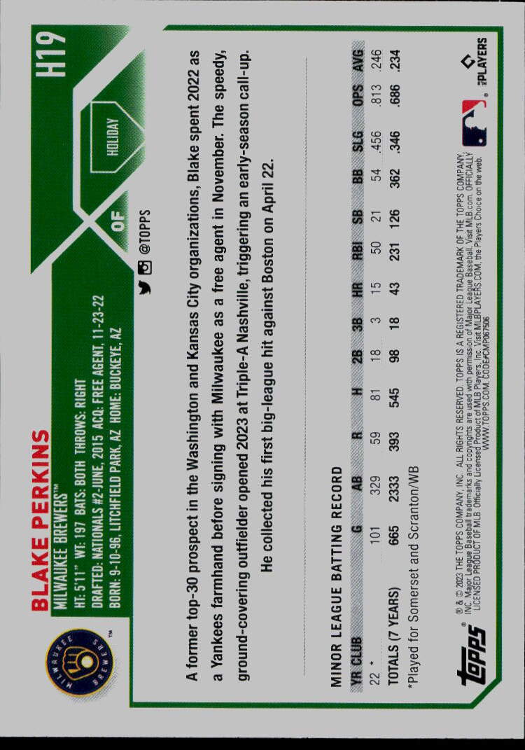 2023 Topps Holiday #H19 Blake Perkins