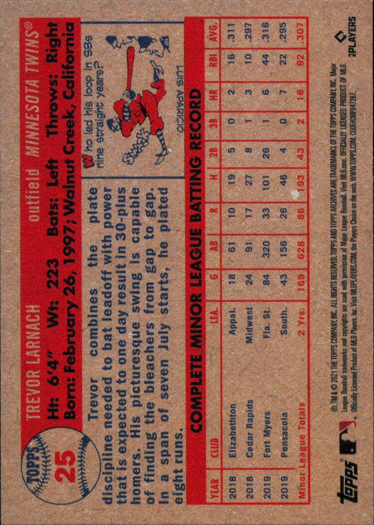 2021 Topps Archives #25 Trevor Larnach