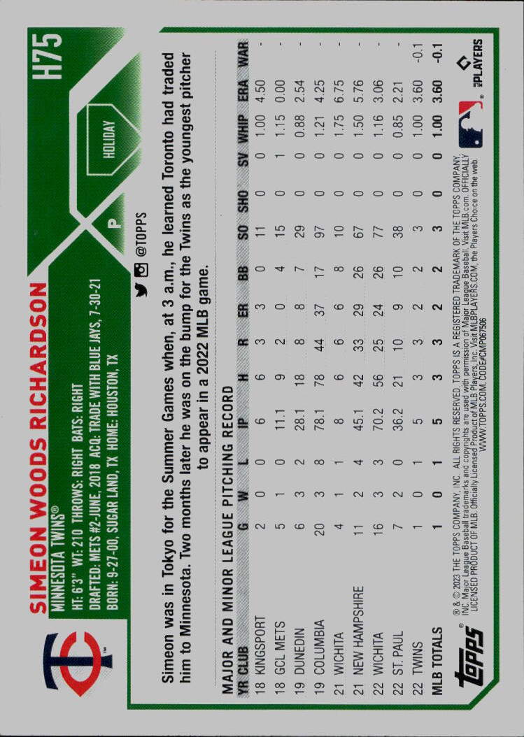2023 Topps Holiday #H75 Simeon Woods Richardson