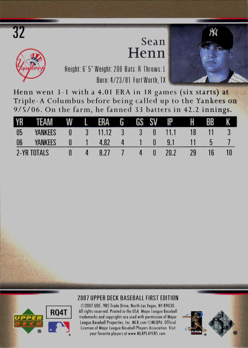 2007 Upper Deck First Edition #32 Sean Henn