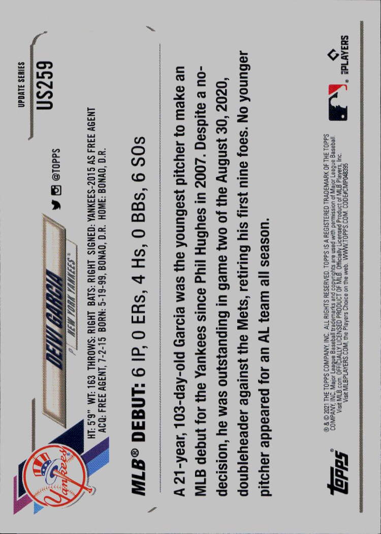 2021 Topps Update #US259 Deivi Garcia
