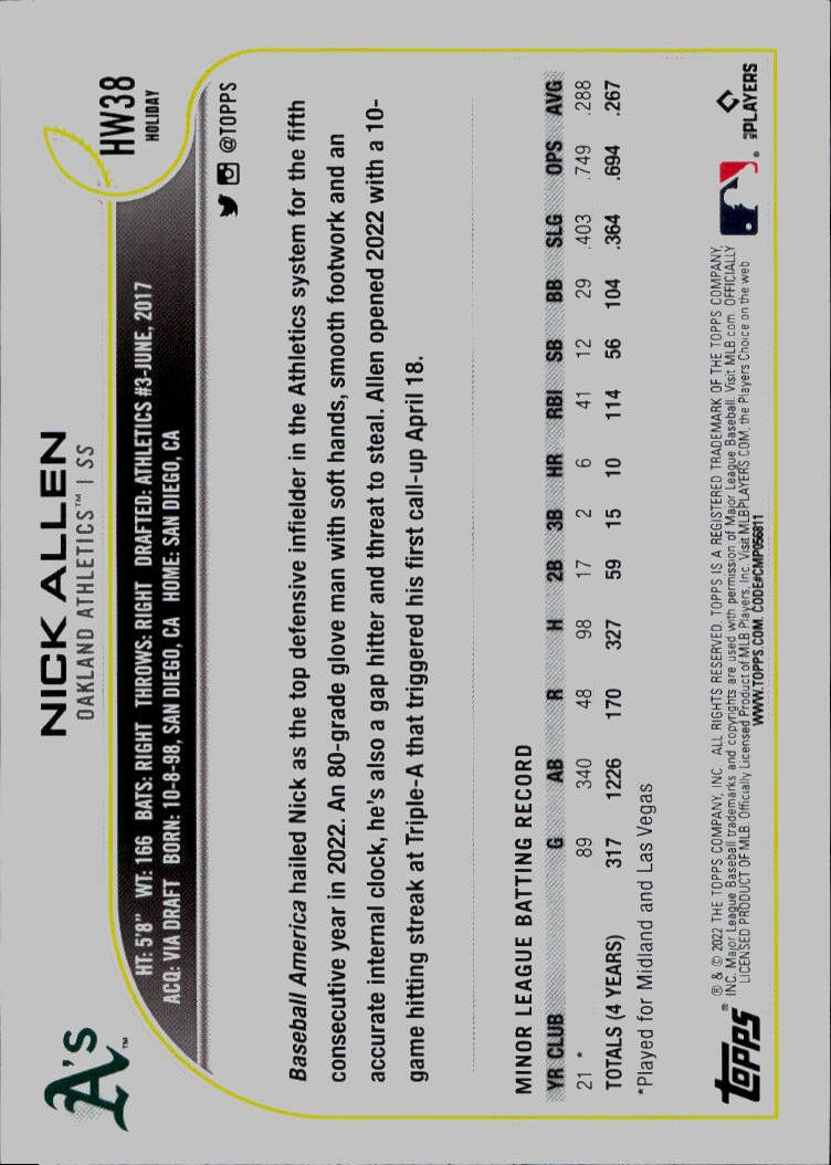 2022 Topps Holiday #HW38 Nick Allen