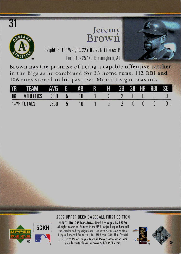2006 Upper Deck #1142 Jeremy Brown