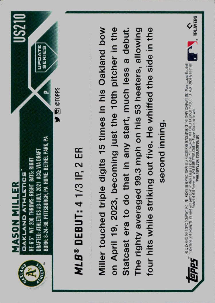 2023 Topps Update #US210 Mason Miller