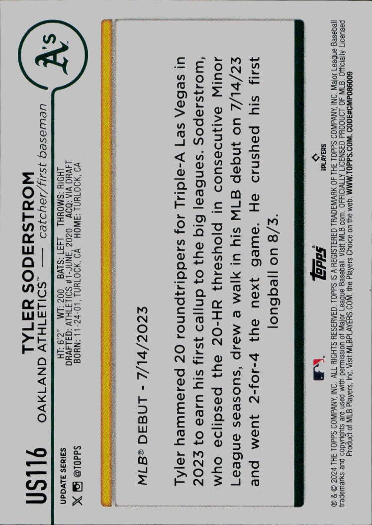 2024 Topps Update #US116 Tyler Soderstrom