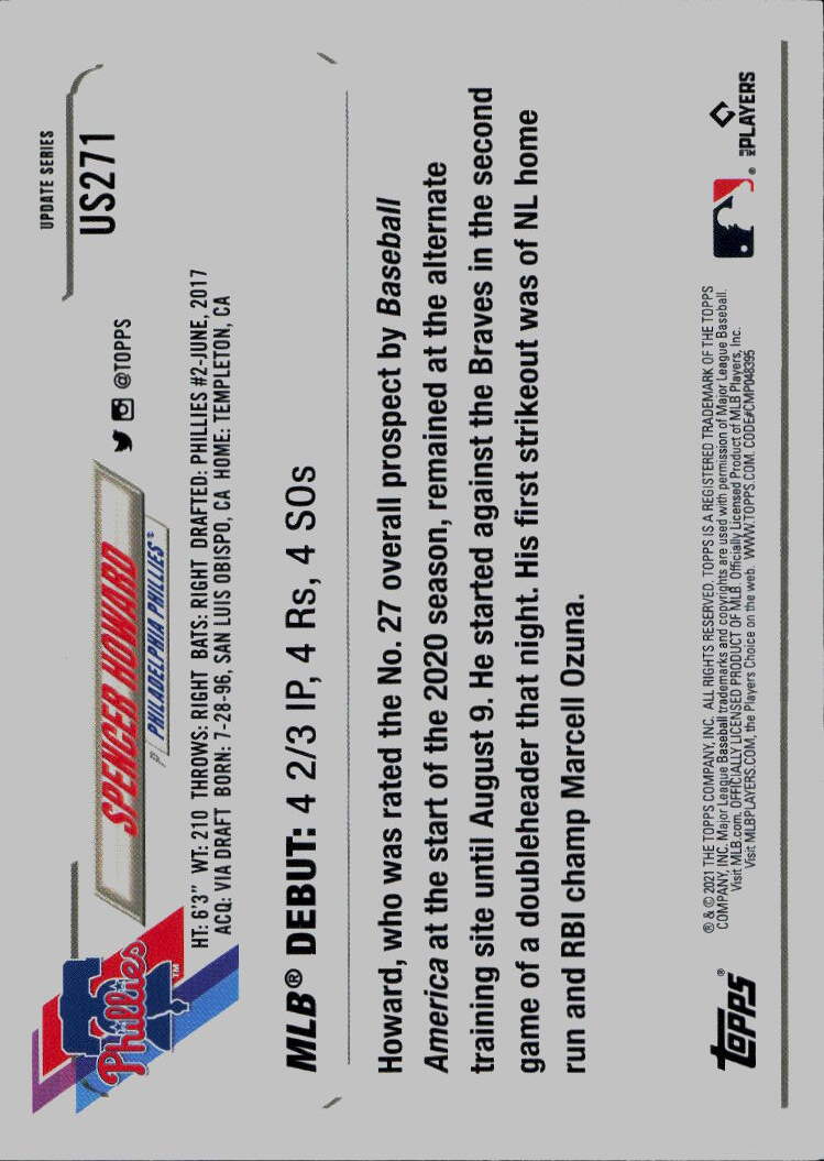 2021 Topps Update #US271 Spencer Howard