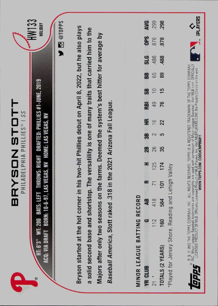 2022 Topps Holiday #HW133 Bryson Stott