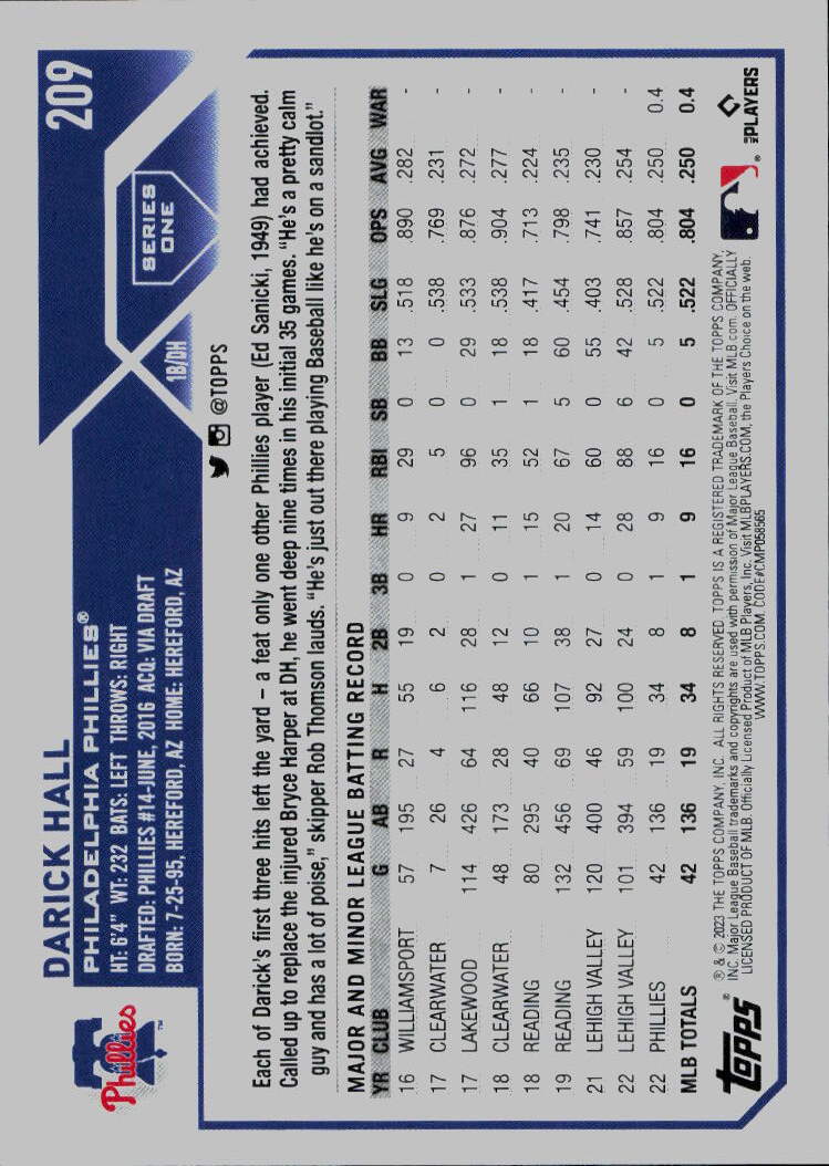 2023 Topps #209 Darick Hall
