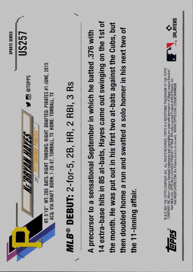 2021 Topps Update #US257 Ke'Bryan Hayes
