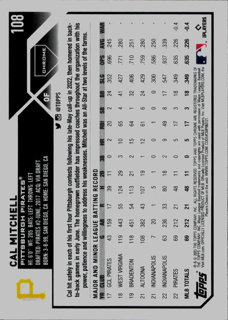 2023 Topps Chrome #108 Cal Mitchell