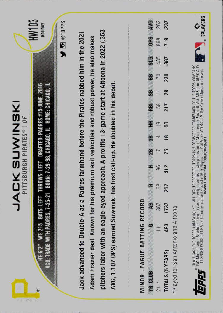 2022 Topps Holiday #HW103 Jack Suwinski