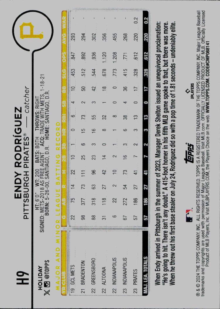 2024 Topps Holiday #H9 Endy Rodríguez