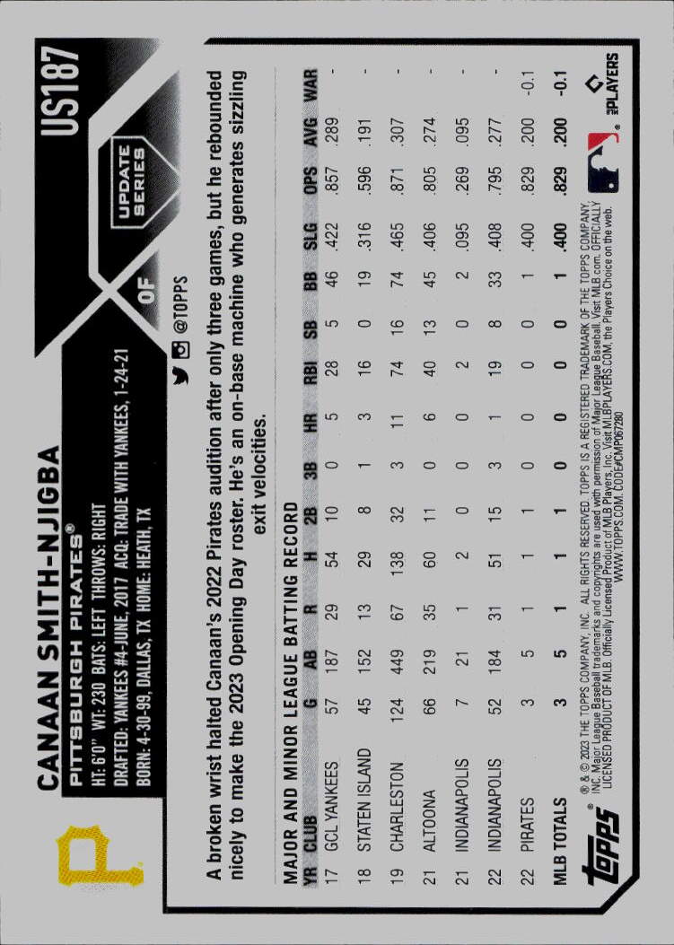 2023 Topps Update #US187 Canaan Smith-Njigba
