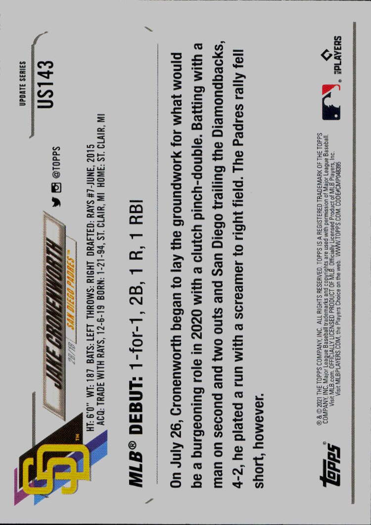 2021 Topps Update #US143 Jake Cronenworth