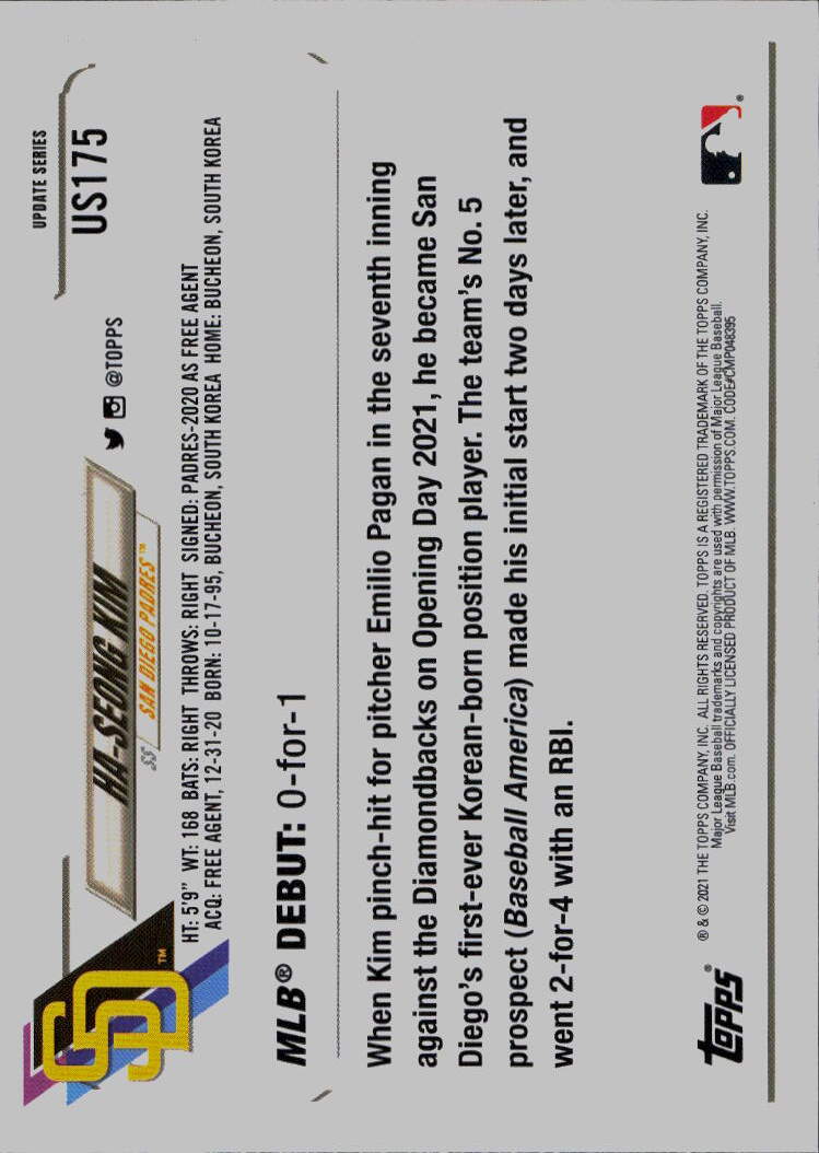 2021 Topps Update #US175 Ha-Seong Kim