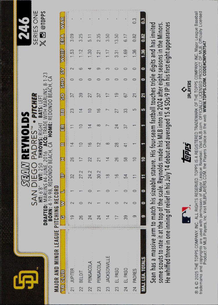 2025 Topps #246 Sean Reynolds