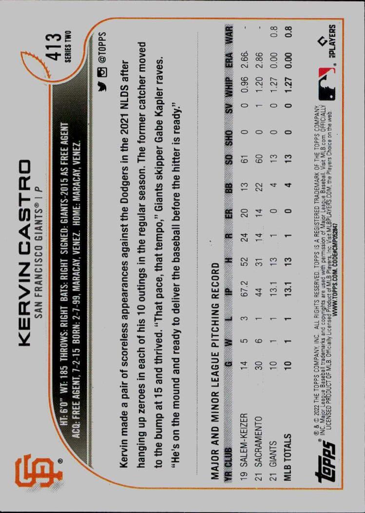 2022 Topps #413 Kervin Castro