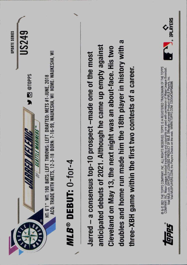 2021 Topps Update #US249 Jarred Kelenic