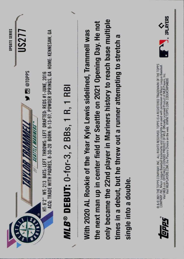 2021 Topps Update #US277 Taylor Trammell