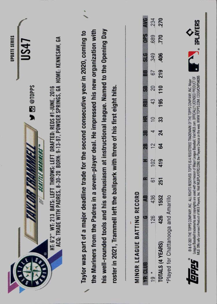 2021 Topps Update #US47 Taylor Trammell