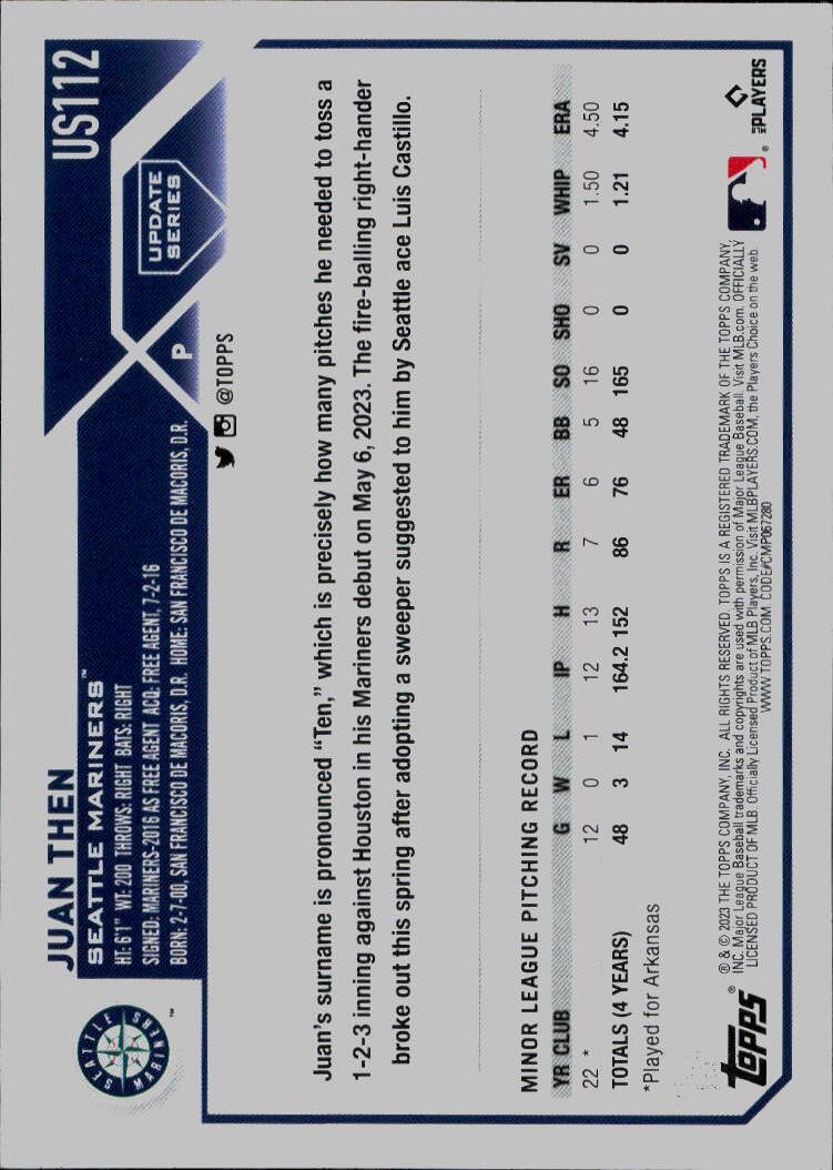2023 Topps Update #US112 Juan Then
