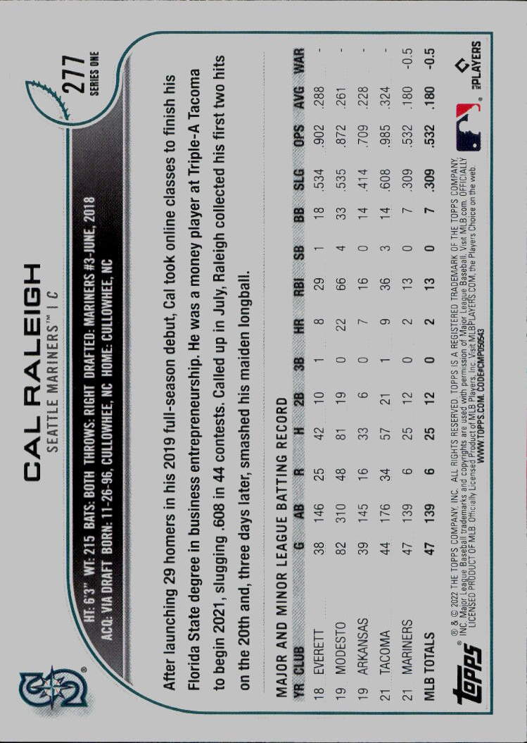 2022 Topps #277 Cal Raleigh