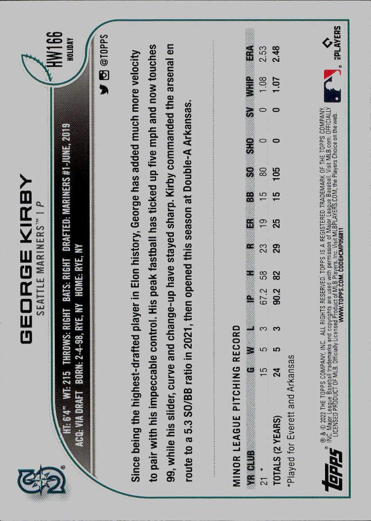 2022 Topps Holiday #HW166 George Kirby