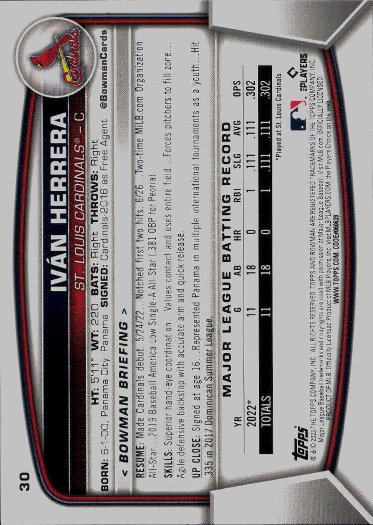2023 Bowman #30 Ivan Herrera