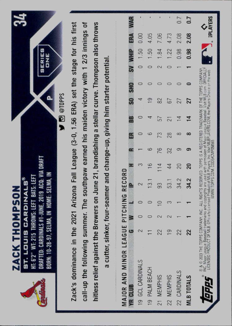 2023 Topps #34 Zack Thompson