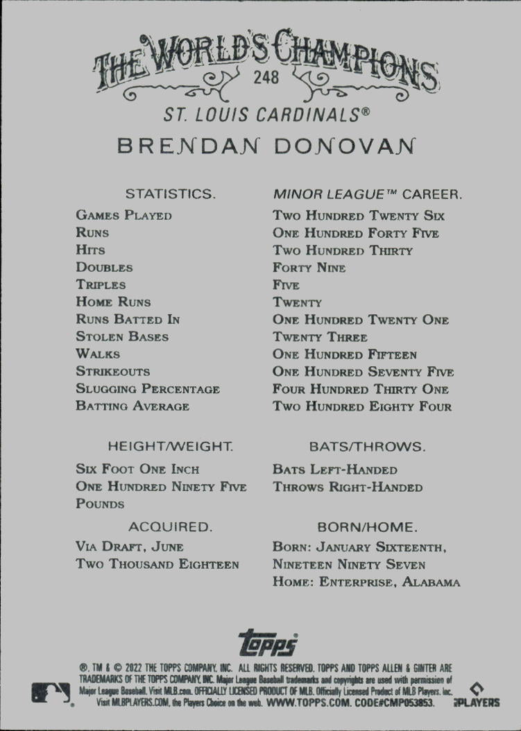 2022 Topps Allen & Ginter #248 Brendan Donovan