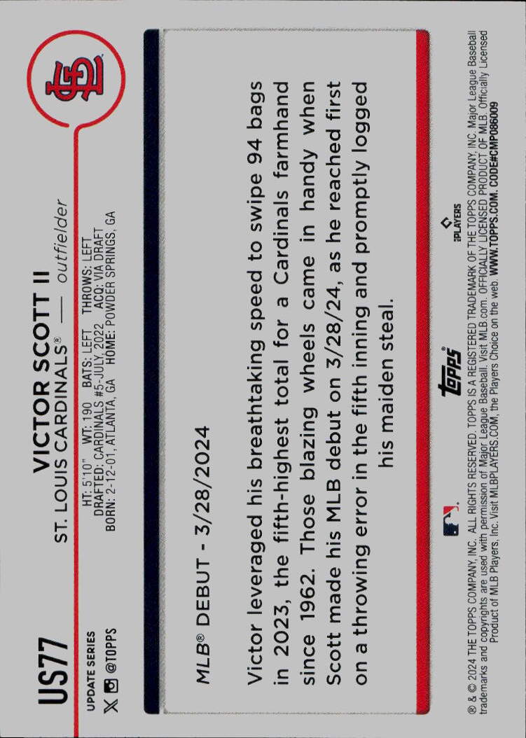 2024 Topps Update #US77 Victor Scott II