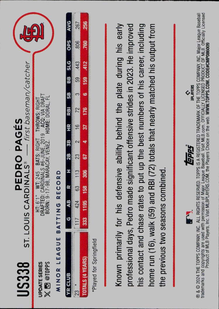 2024 Topps Update #US338 Pedro Pages