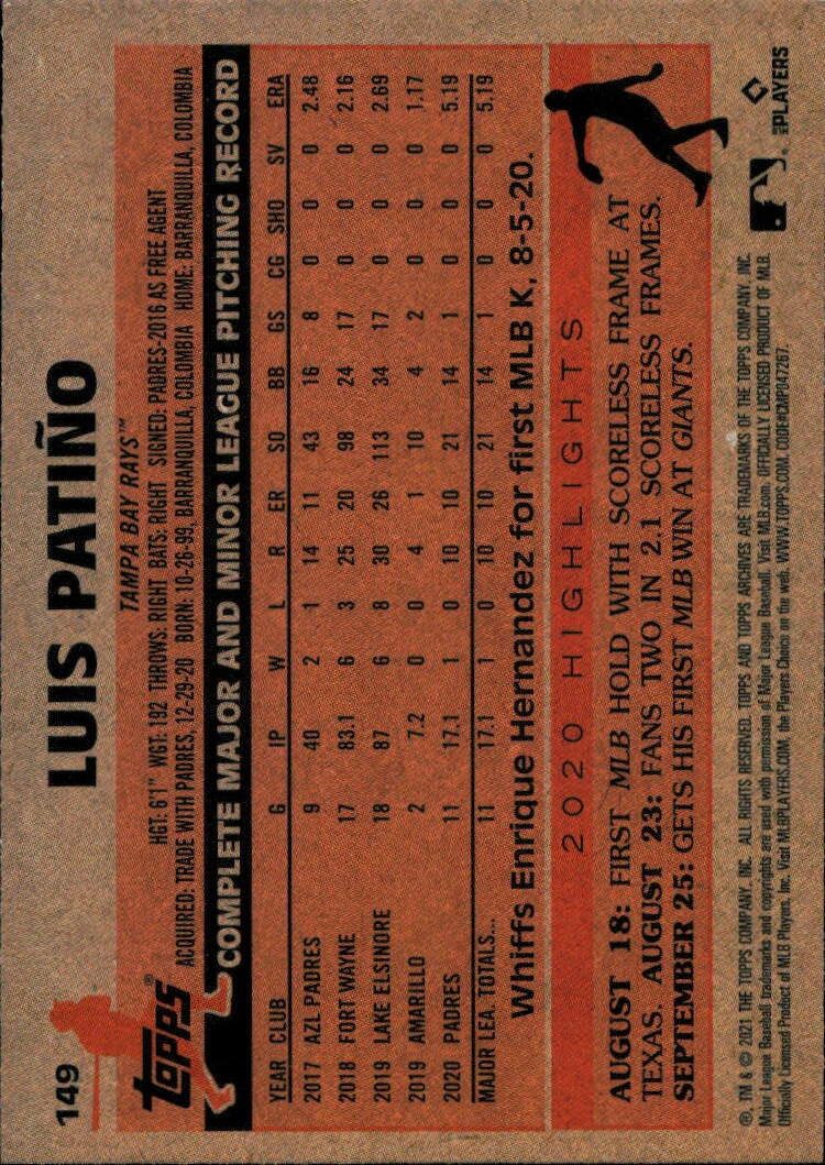 2021 Topps Archives #149 Luis Patiño