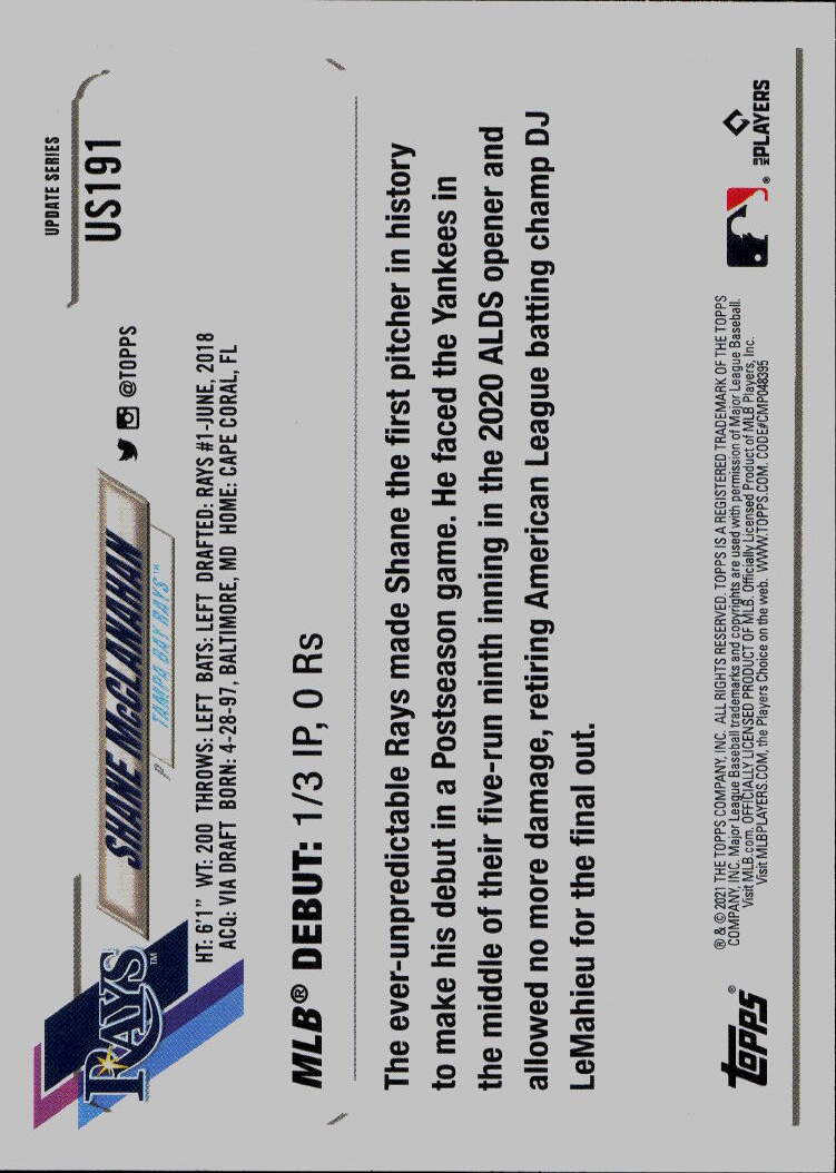 2021 Topps Update #US191 Shane McClanahan