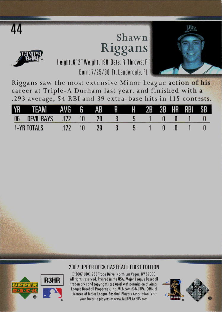 2007 Upper Deck First Edition #44 Shawn Riggans