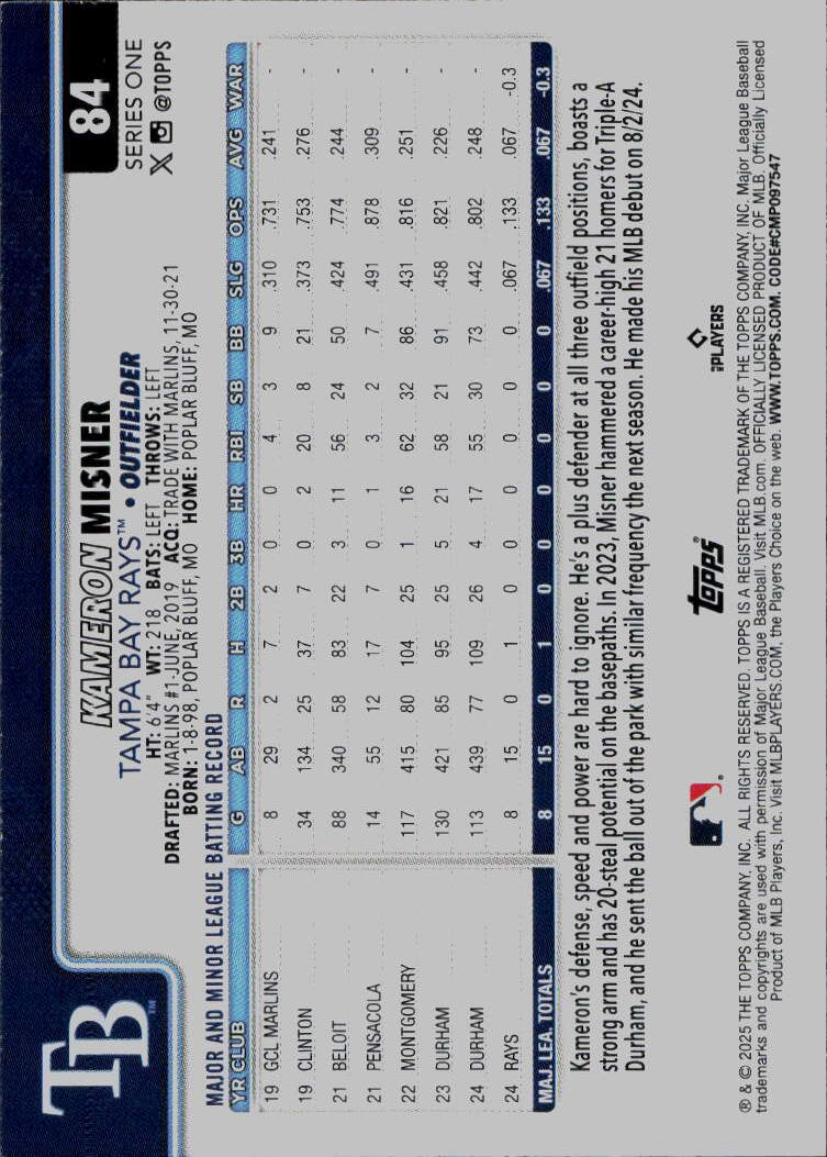 2025 Topps #84 Kameron Misner