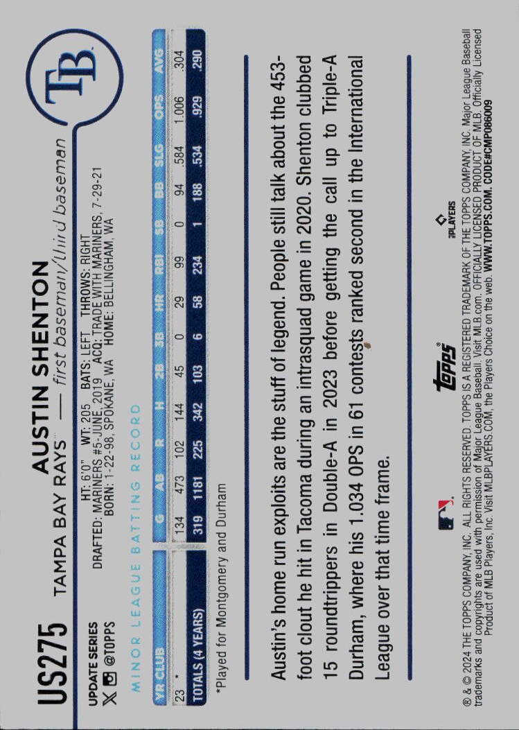 2024 Topps Update #US275 Austin Shenton