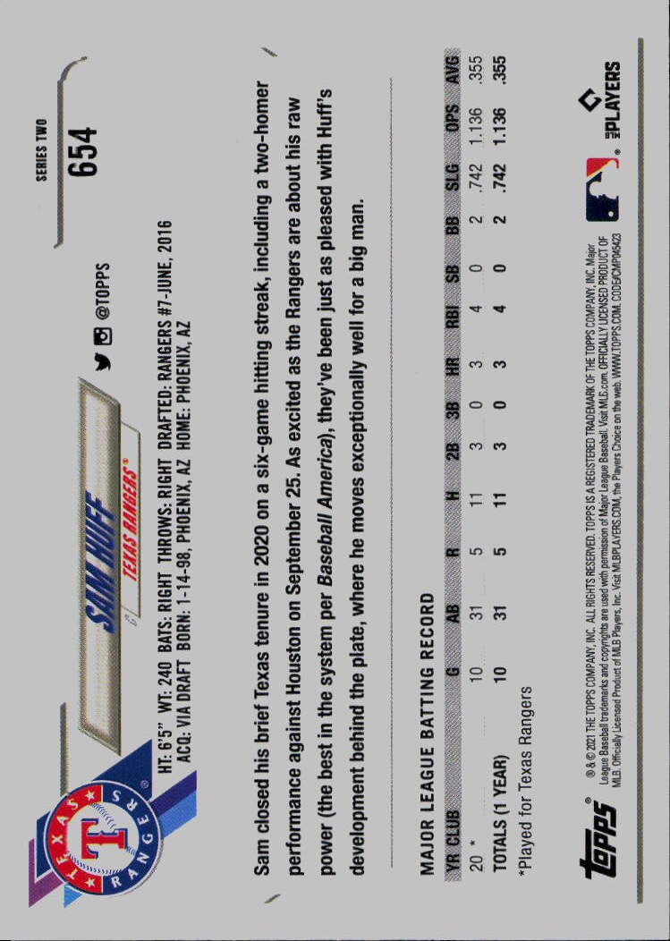 2021 Topps #654 Sam Huff