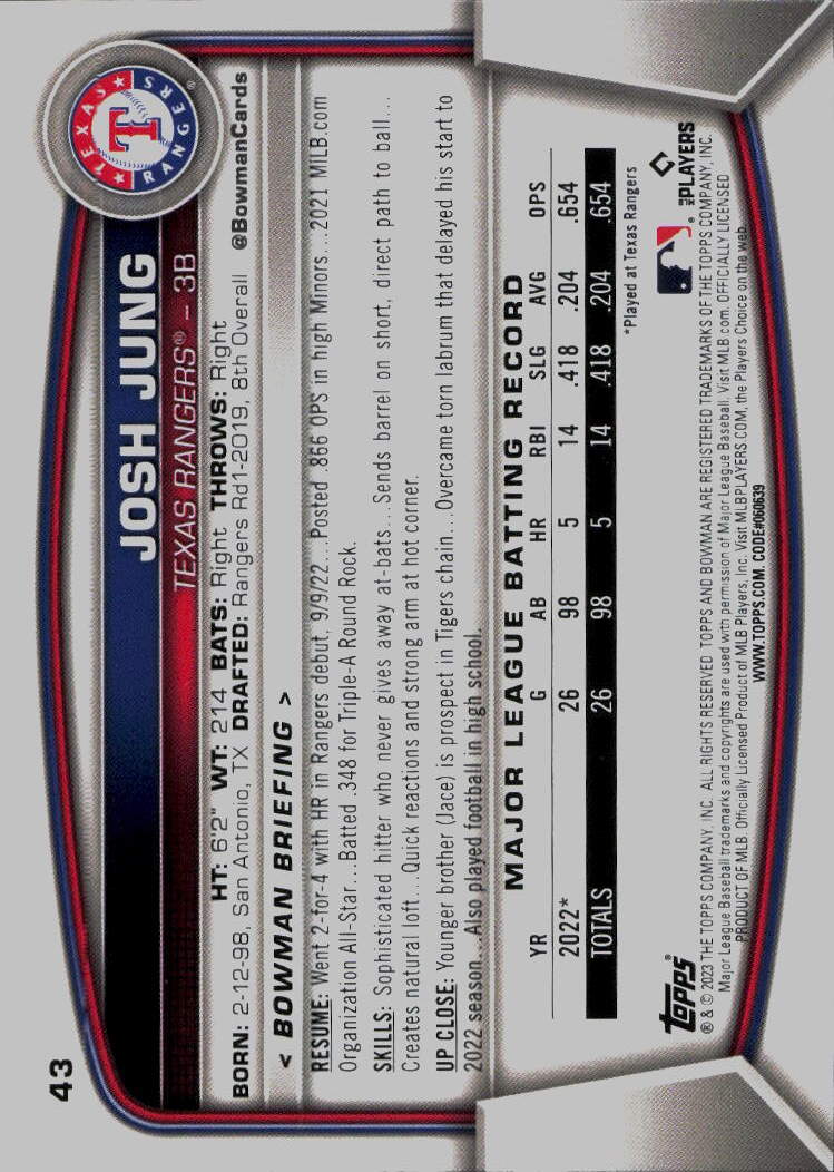 2023 Bowman #43 Josh Jung