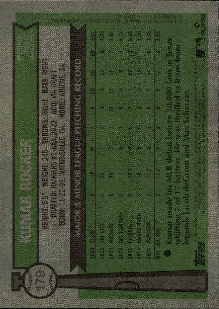 2025 Topps Heritage #179 Kumar Rocker