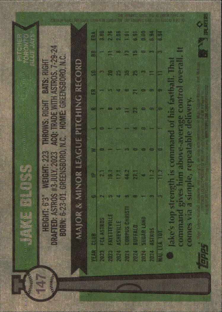 2025 Topps Heritage #147 Jake Bloss