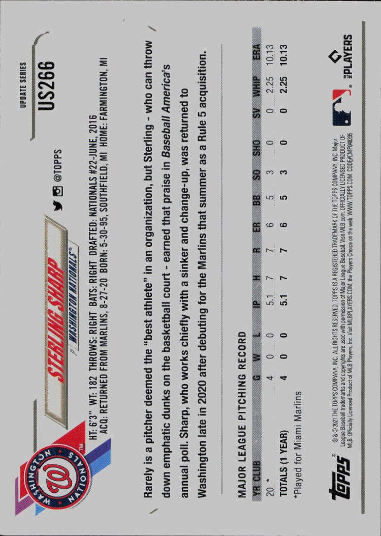 2021 Topps Update #US266 Sterling Sharp