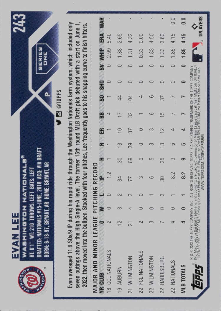 2023 Topps #243 Evan Lee