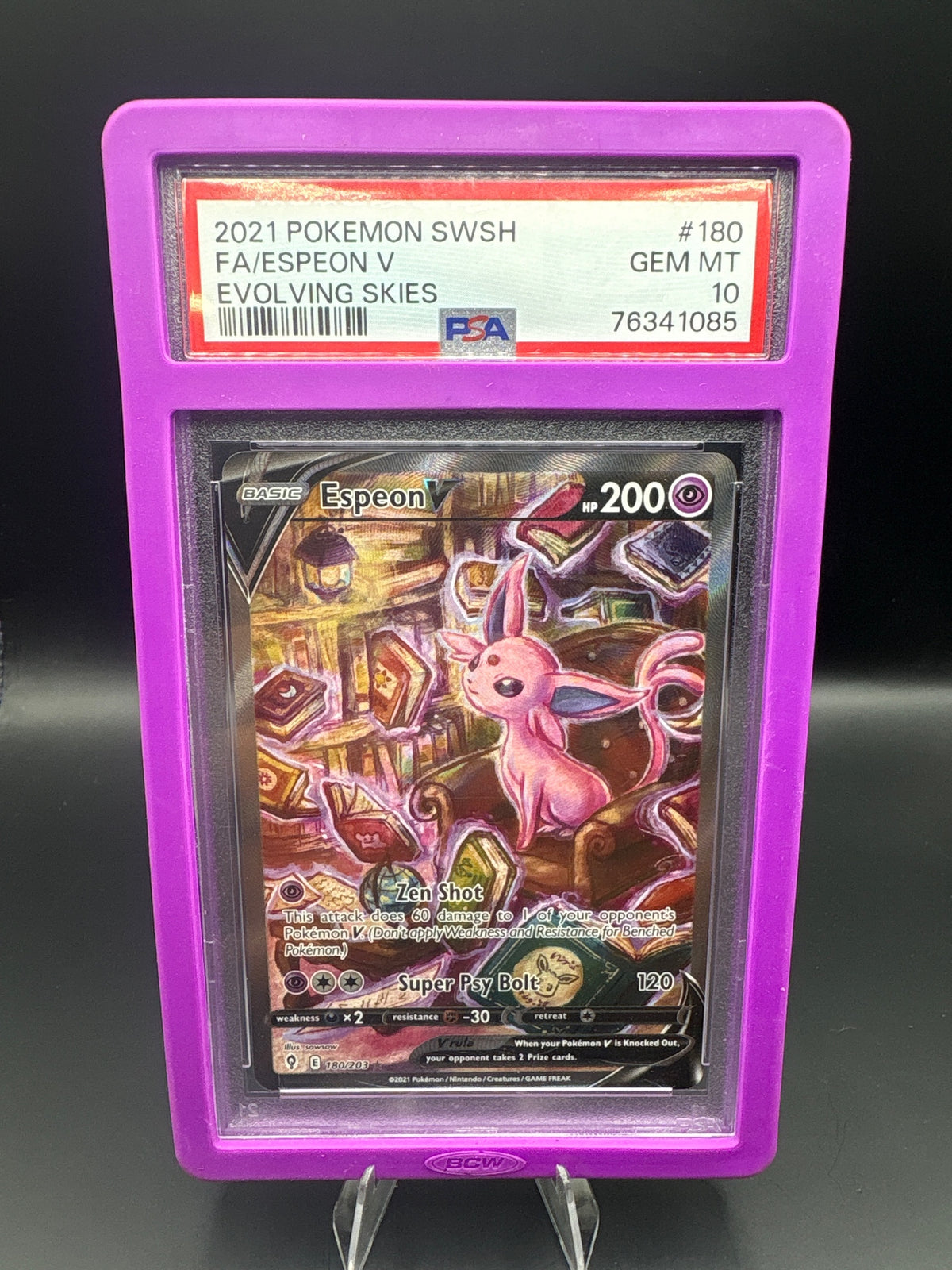 evolving skies Espeon V 180/203 SWSH07: Evolving Skies PSA 10
