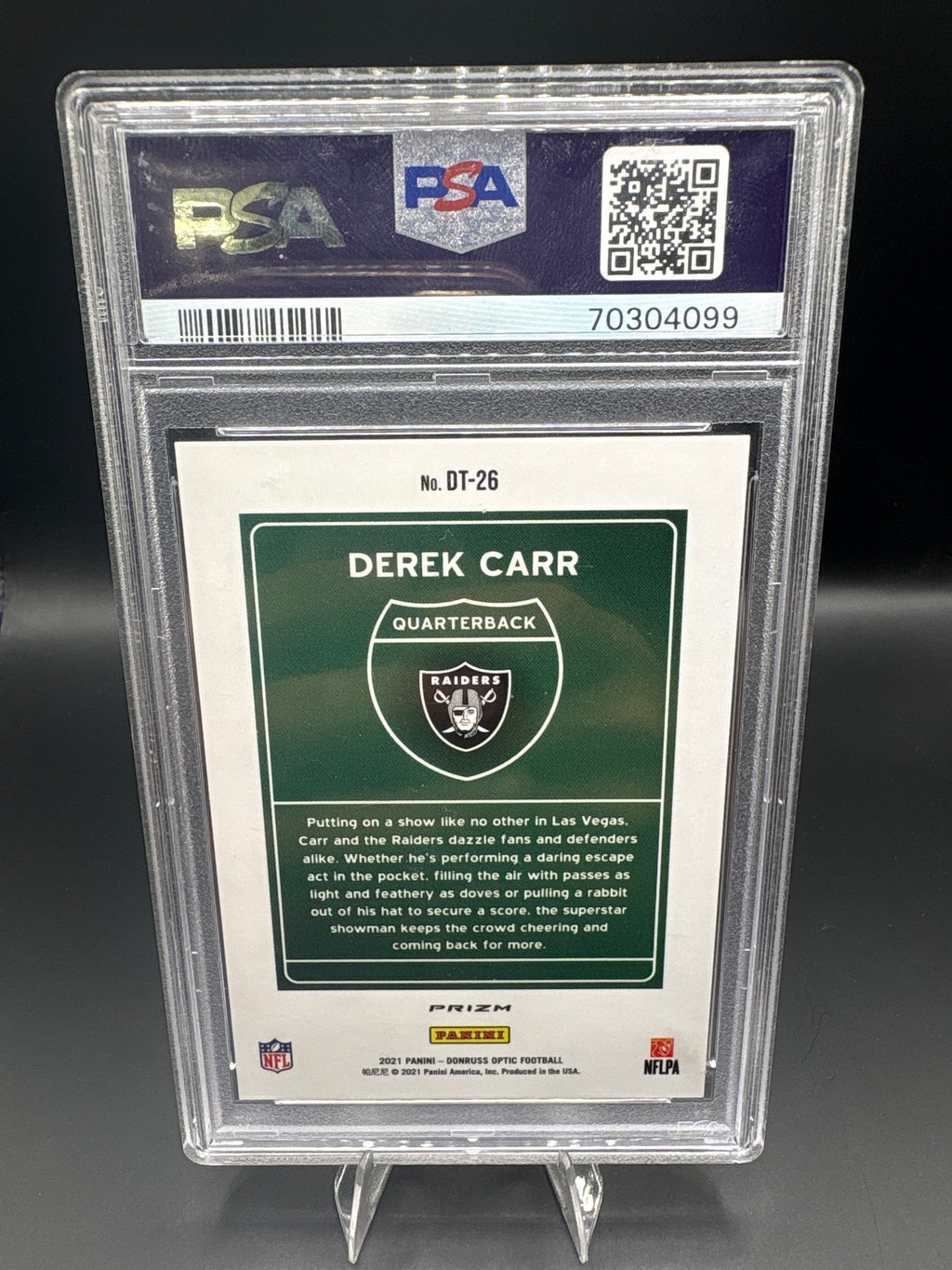 2021 Donruss #DT-26 Derek Carr Downtown PSA 10