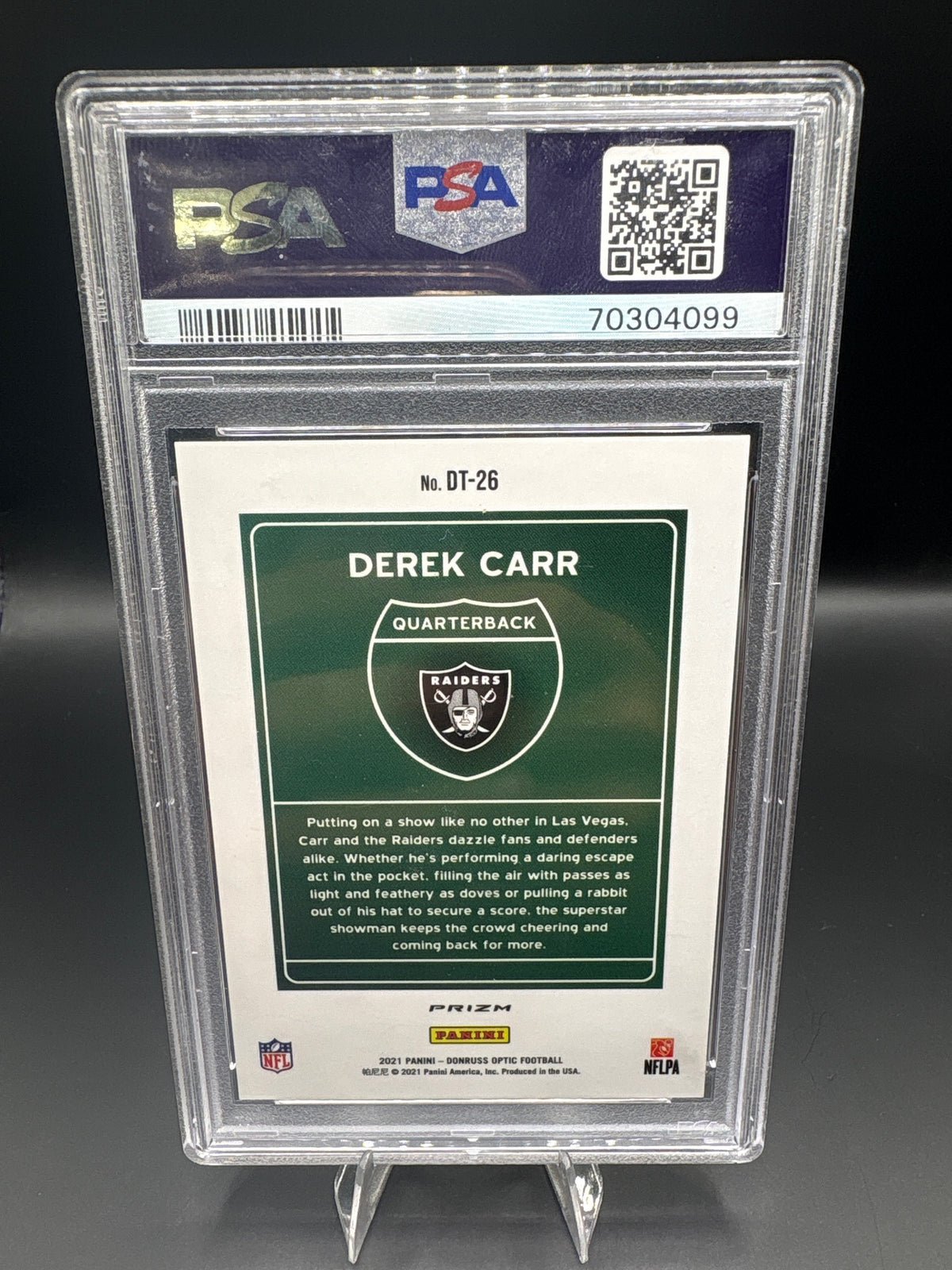 2021 Donruss #DT-26 Derek Carr Downtown PSA 10