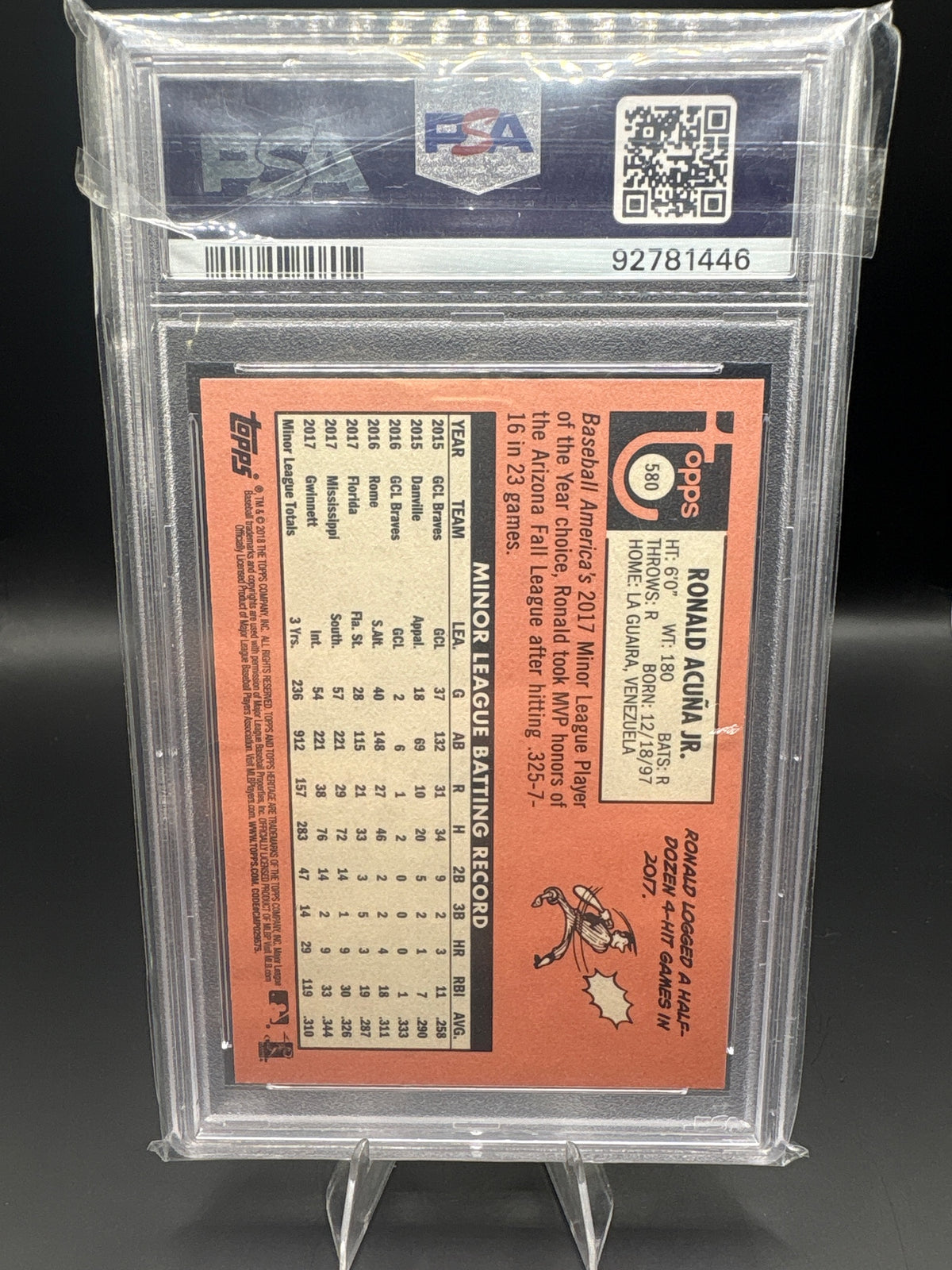 2018 Topps Heritage #580 Ronald Acuña Jr. PSA 10