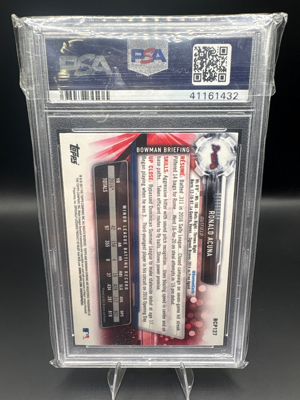 2017 Bowman #BCP127 Ronald Acuna Chrome Prospects PSA 10