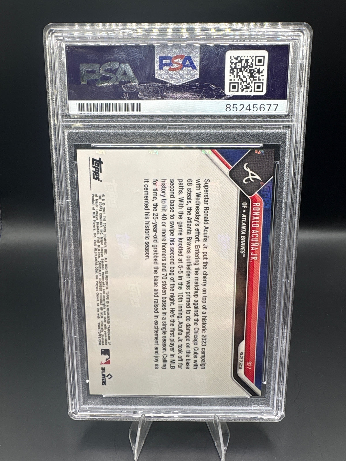 2023 Topps Now #927 Ronald Acuña Jr. Auto PSA 10
